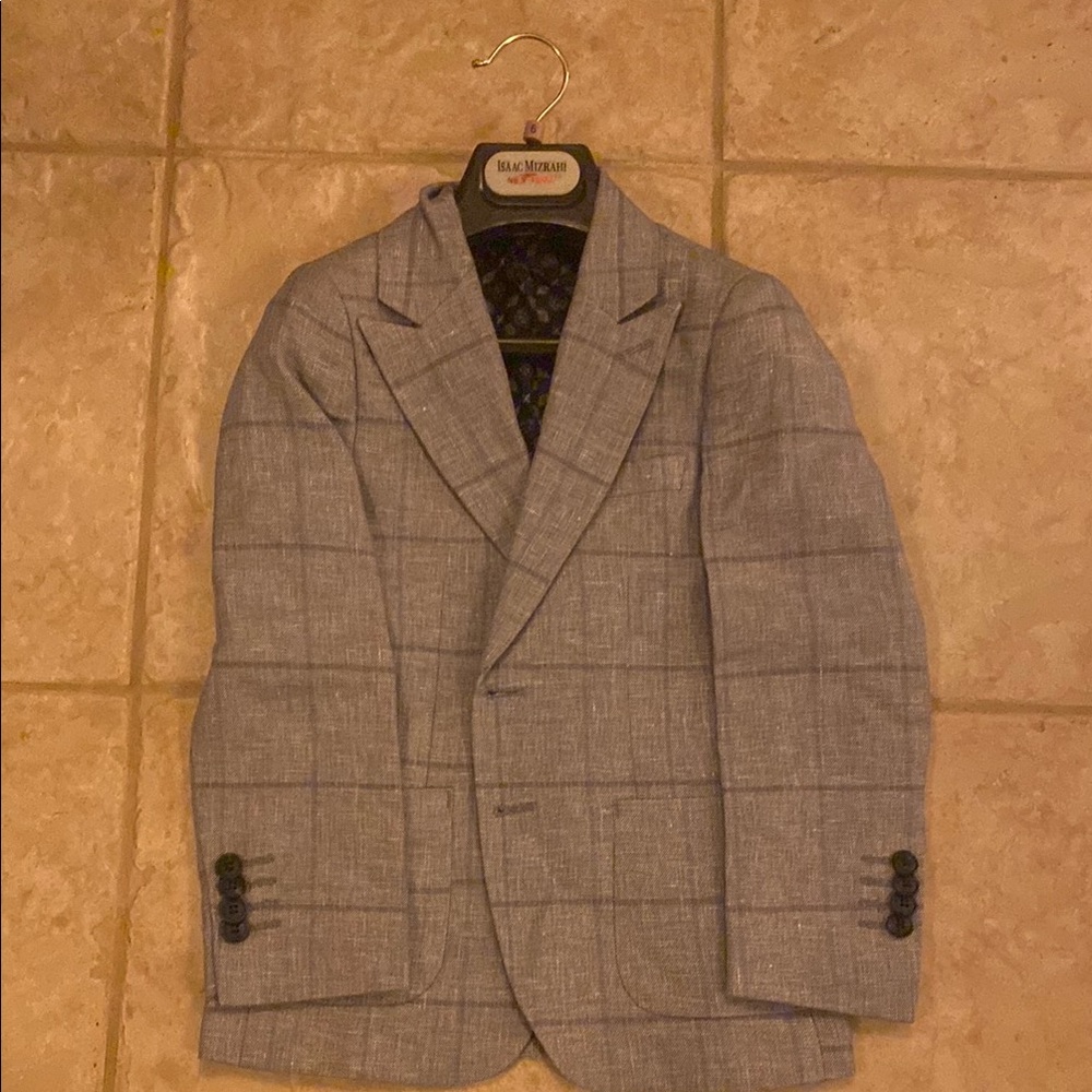 Gray Plaid Men's Blazer-Isaac Mizrahi